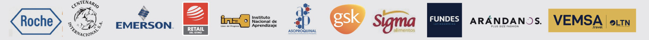 Roche · Emerson · GSK · INA · Sigma Alimentos · FUNDES · y más